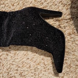 Sparkly Black Tall Boots